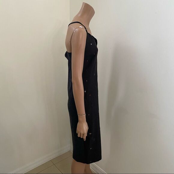 DOLCE & GABANA gray beaded wool midi dress M - Picture 13 of 16